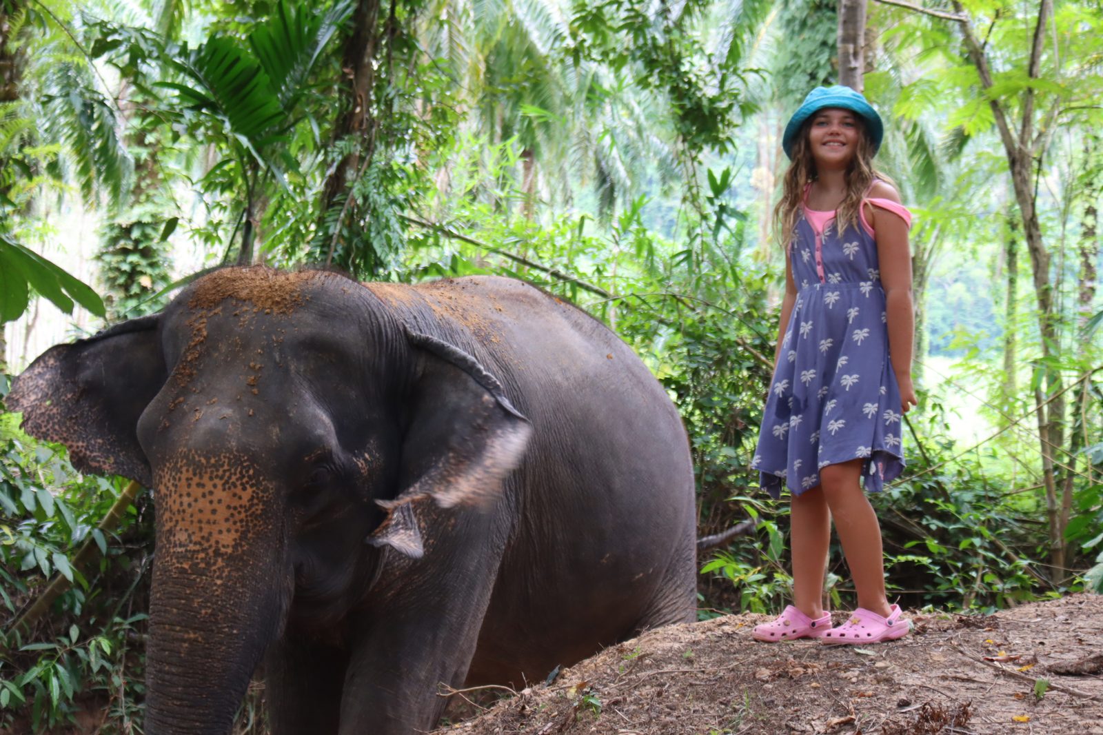 Julie mit Elefant in Thailand